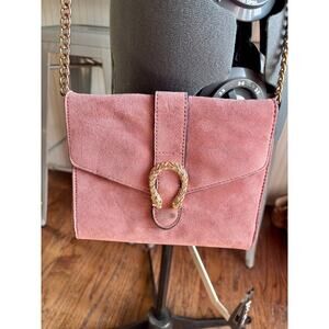 Boho Suede Crossbody Bag with Fringe & Gold Chain Detail | Festival Western Chic